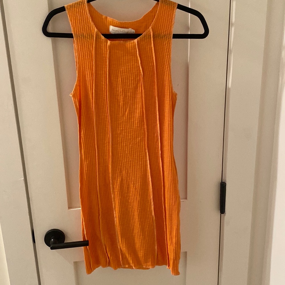 Beige Botany Orange Stitch Dress